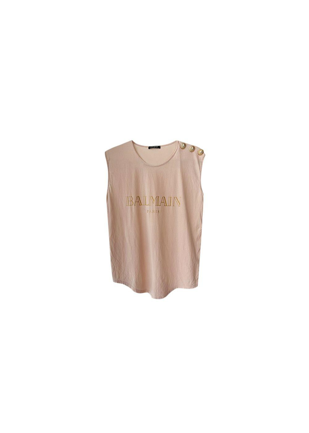 Pale pink cotton jersey logo T-shirt