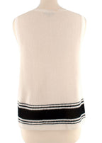 Cream Silk Blend Knit Striped Vest