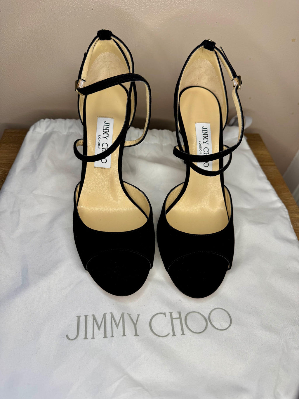 Jimmy Choo Black Suede Emsy 85 Sandals