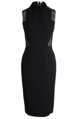 Victoria Beckham Black Lace Insert Midi Dress