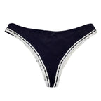 Chantal Thomass Black with Cream Frill Thong
