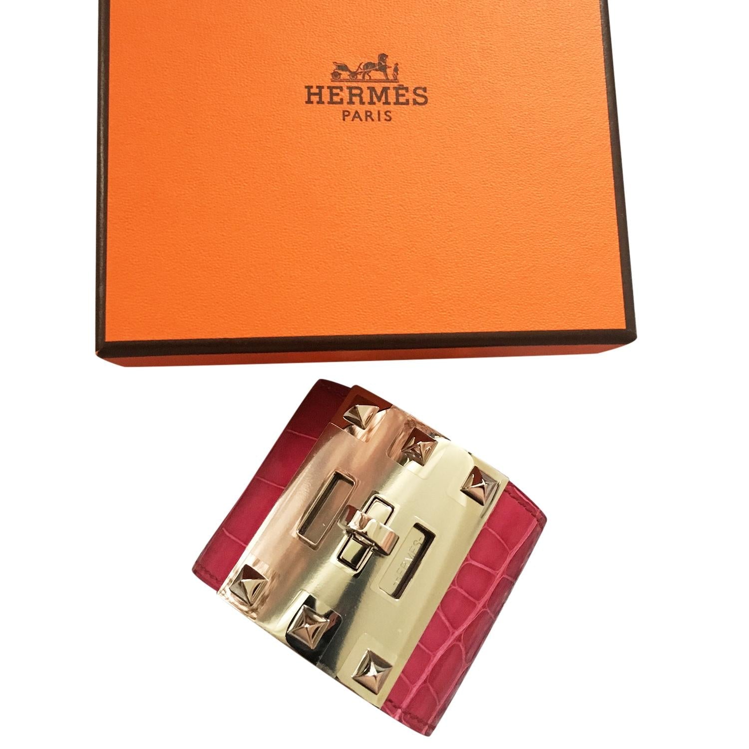 Hermes Rose Scheherazade Kelly Dog Cuff
