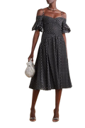 Zimmermann Off The Shoulder Black Polka Dot Midi