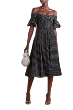 Zimmermann Off The Shoulder Black Polka Dot Midi