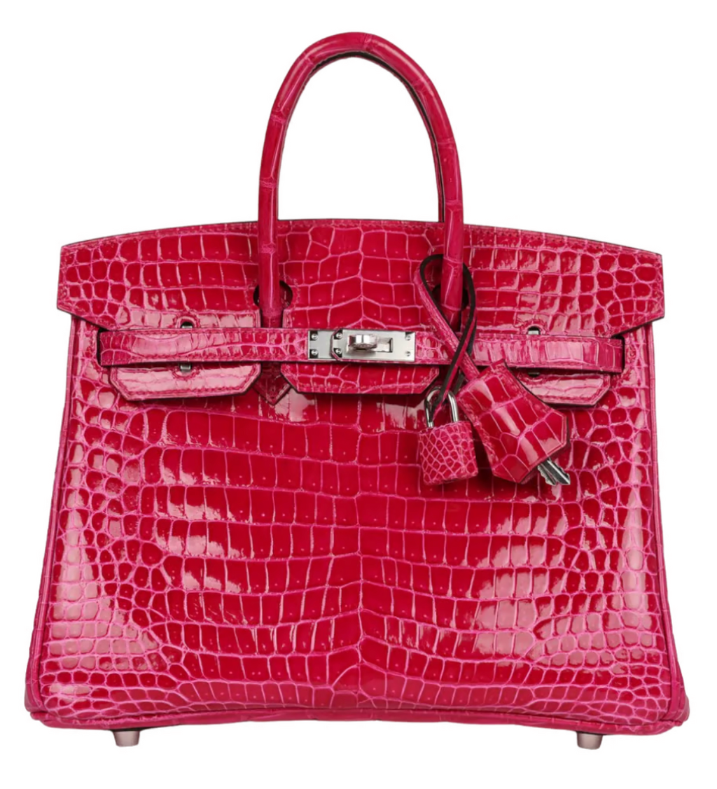 Hermes Birkin 25 Crocodile Porosus Lisse Rose Mexico Palladium Hardware