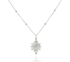 White Gold Diamond Floral Pendant Necklace 0.98ct TDW