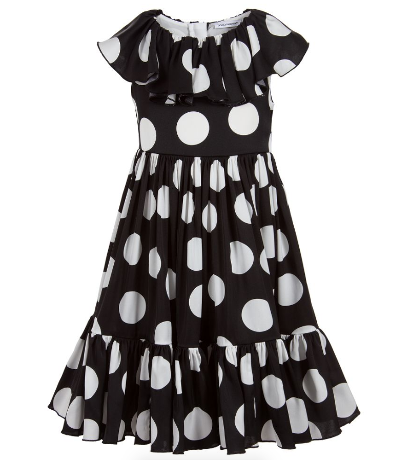 Dolce & Gabbana Kids 12Y Black & White Silk Dress