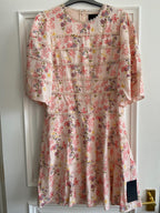 Pink Floral Lace Trimmed Short Dress