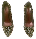 Prada Black and Gold Eyelet Pumps
