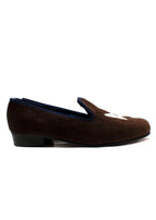 Creel & Mack Brown Butterfly Embroidered Velvet Mules