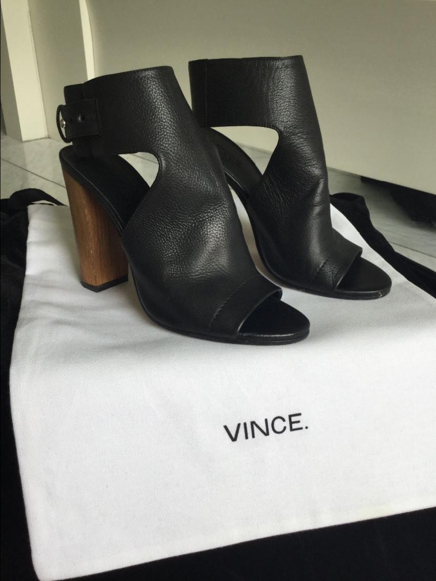 Vince Addie Leather Peep-Toe Booties
