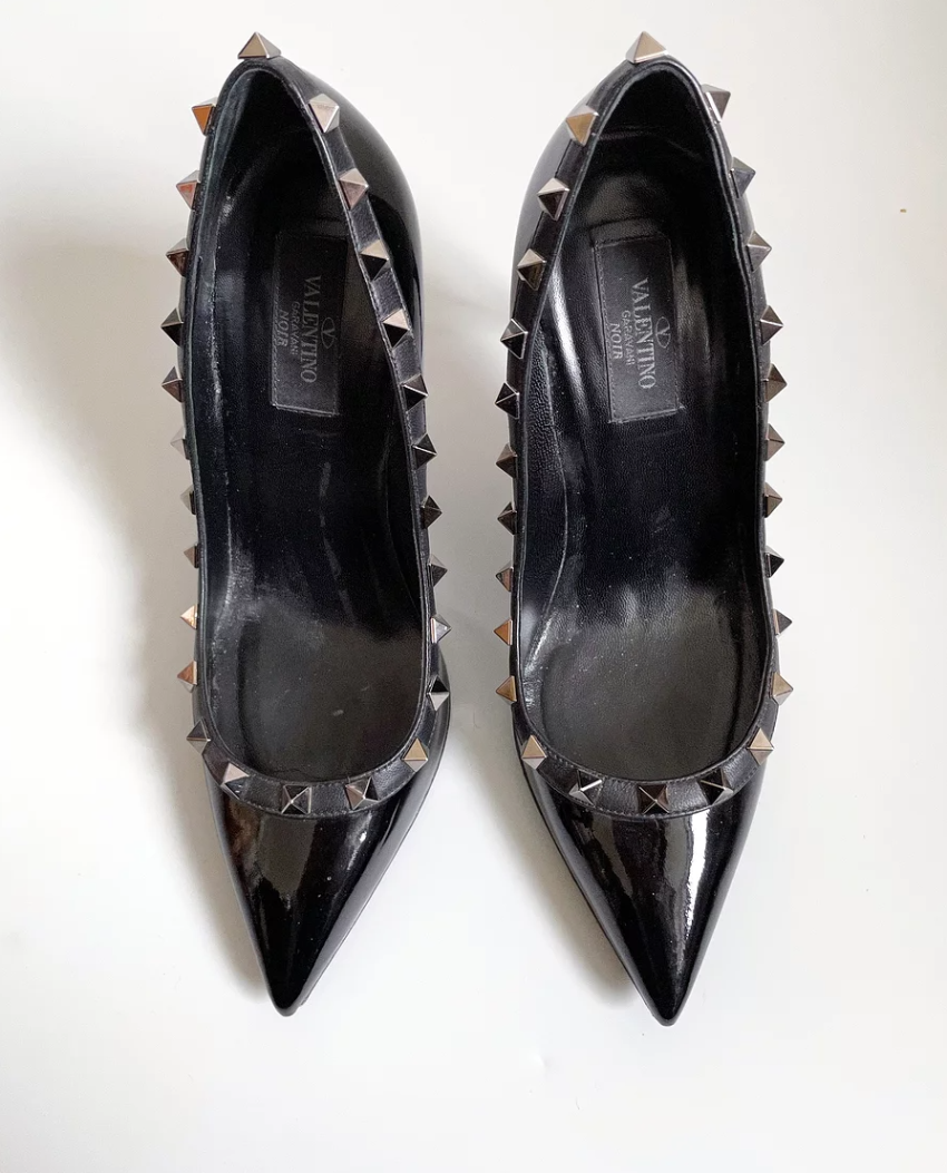 Valentino Rockstud Noir Patent Pumps