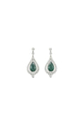 18ct white gold, white diamond & emerald drop earrings