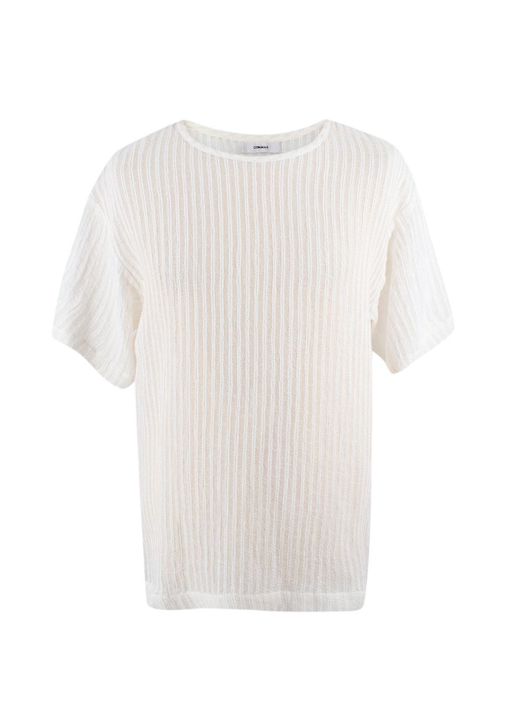 Commas White Linen Blend T-Shirt