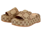 GG Canvas Platform Wedge Sandals