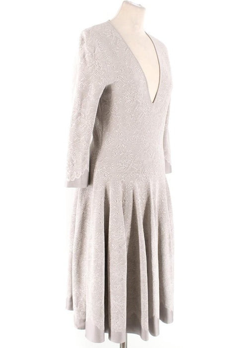 Aexander McQueen Grey Floral Lace Dress