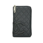 Chanel Black Lambskin Cambon Long Zip Wallet