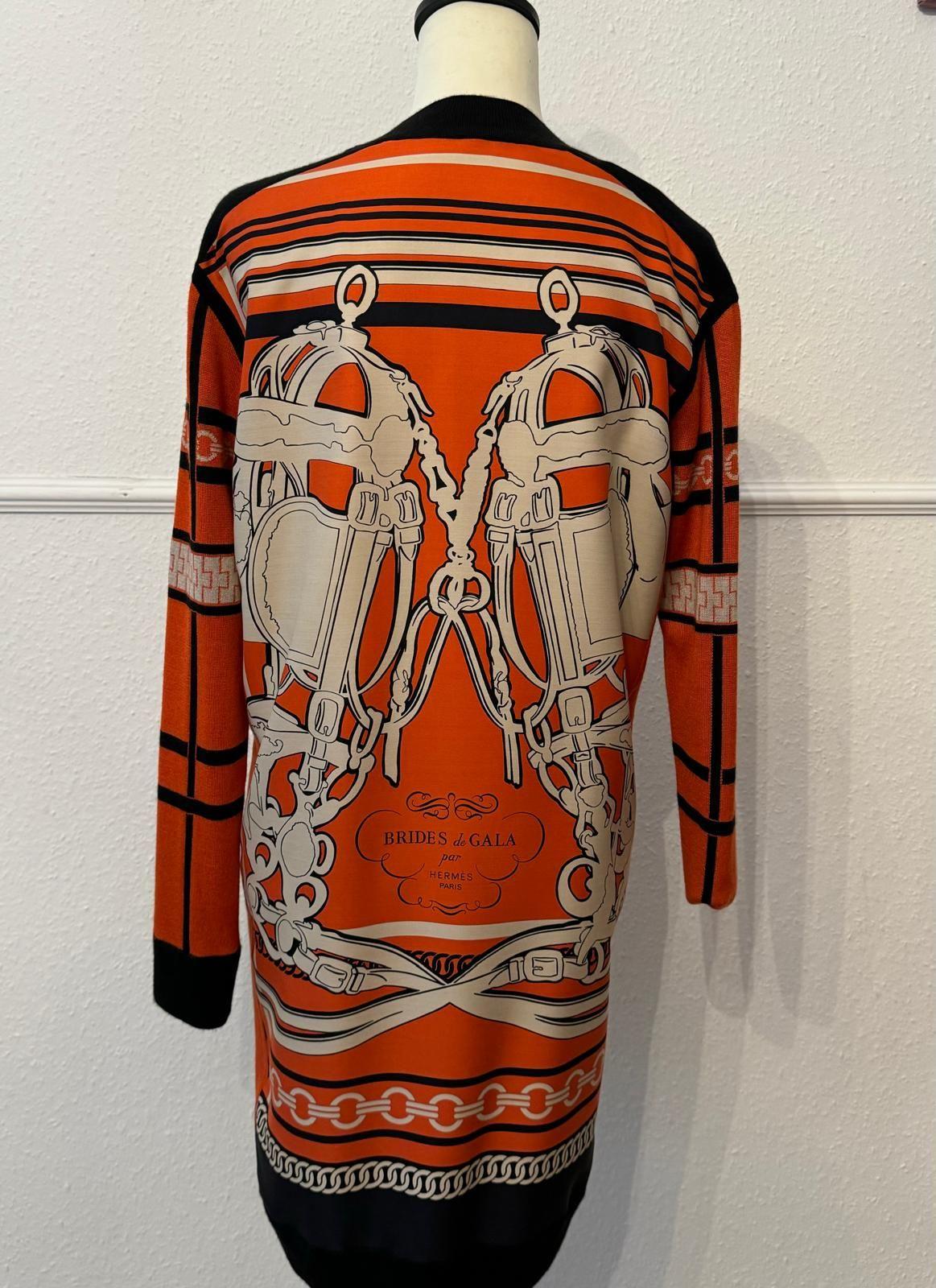 Hermes Orange Silk and Cashmere Blend Twillaine Jumper Dress