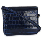 Balenciaga B. Navy Croc Small Shoulder Bag