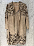 Beige Leopard Print Leather Dress & Jacket