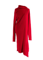 Marques Almeida Red Knitted Asymmetric Wool Dress