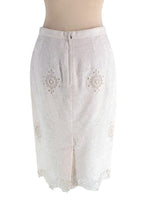 Dolce and Gabbana White Brocade Embroidered  Pencil Skirt