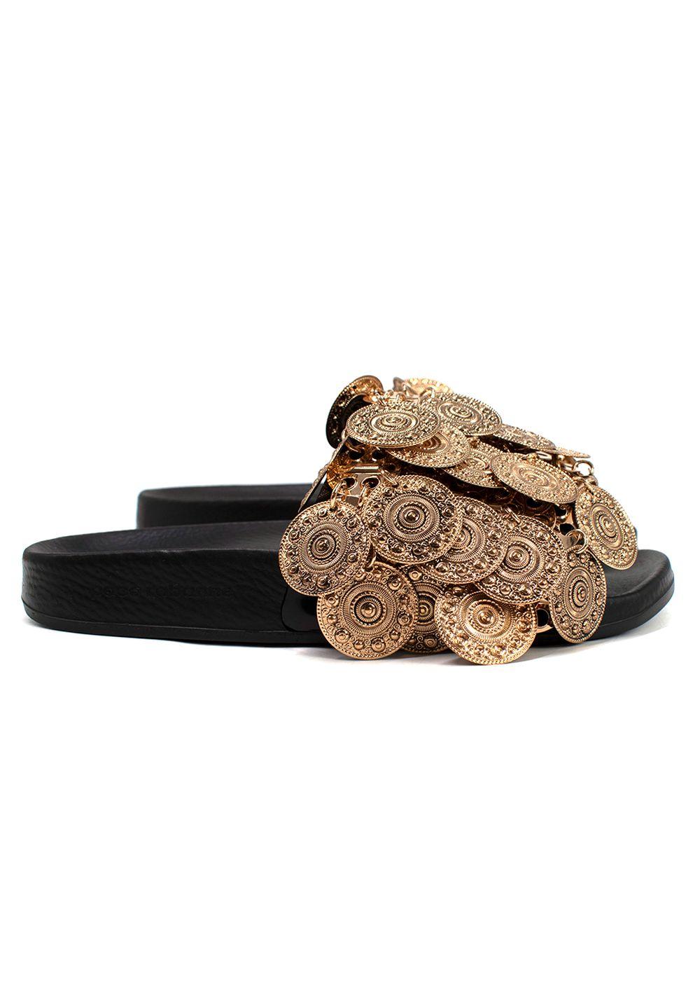 Paco Rabanne Tresor embellished leather slides