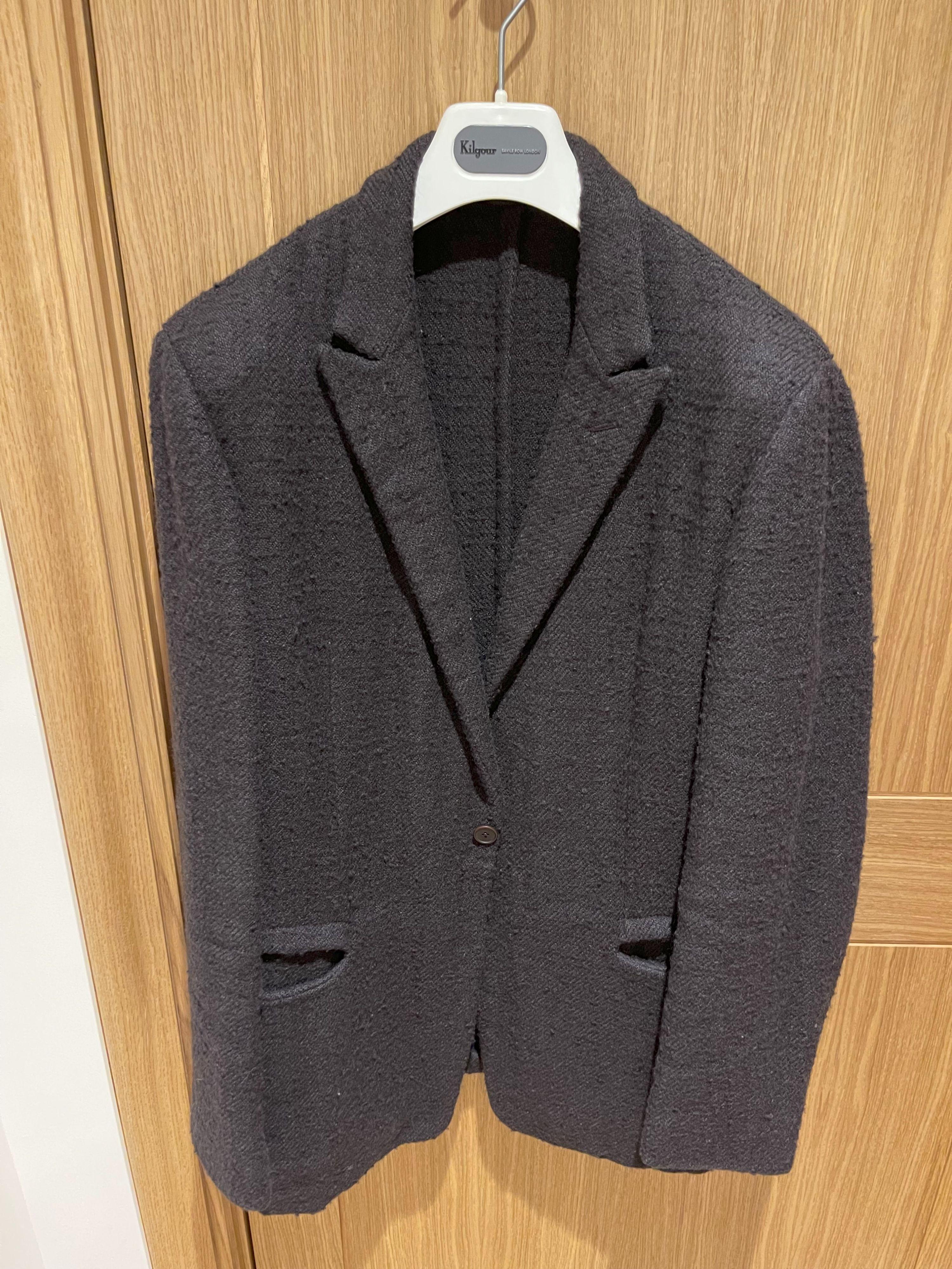 Brown Textured Hemp Blend Single Breasted Blazer