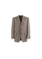 beige & black basketweave cashmere blazer