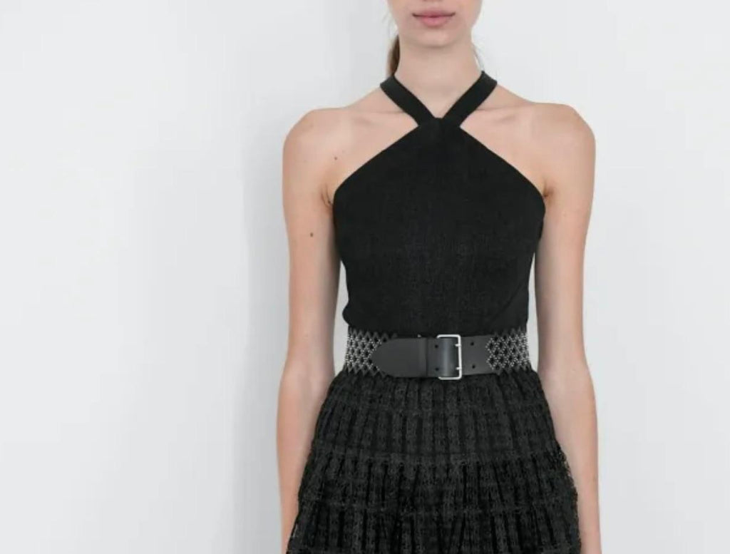 Black Halterneck Cropped Top