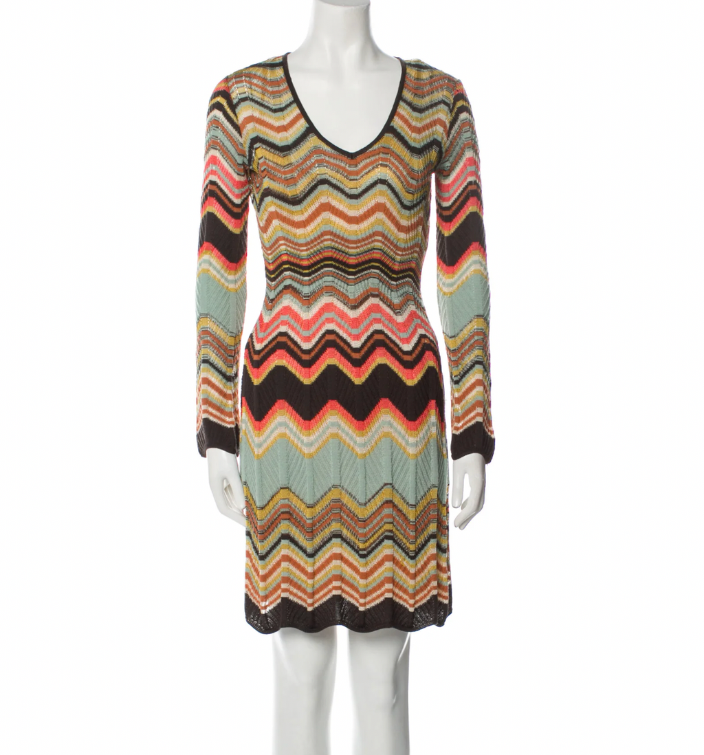 M Multioloured Zig Zag Knit Dress