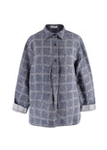 JW Anderson Unisex Blue Logo Grid Tunic Linen Shirt