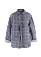 JW Anderson Unisex Blue Logo Grid Tunic Linen Shirt