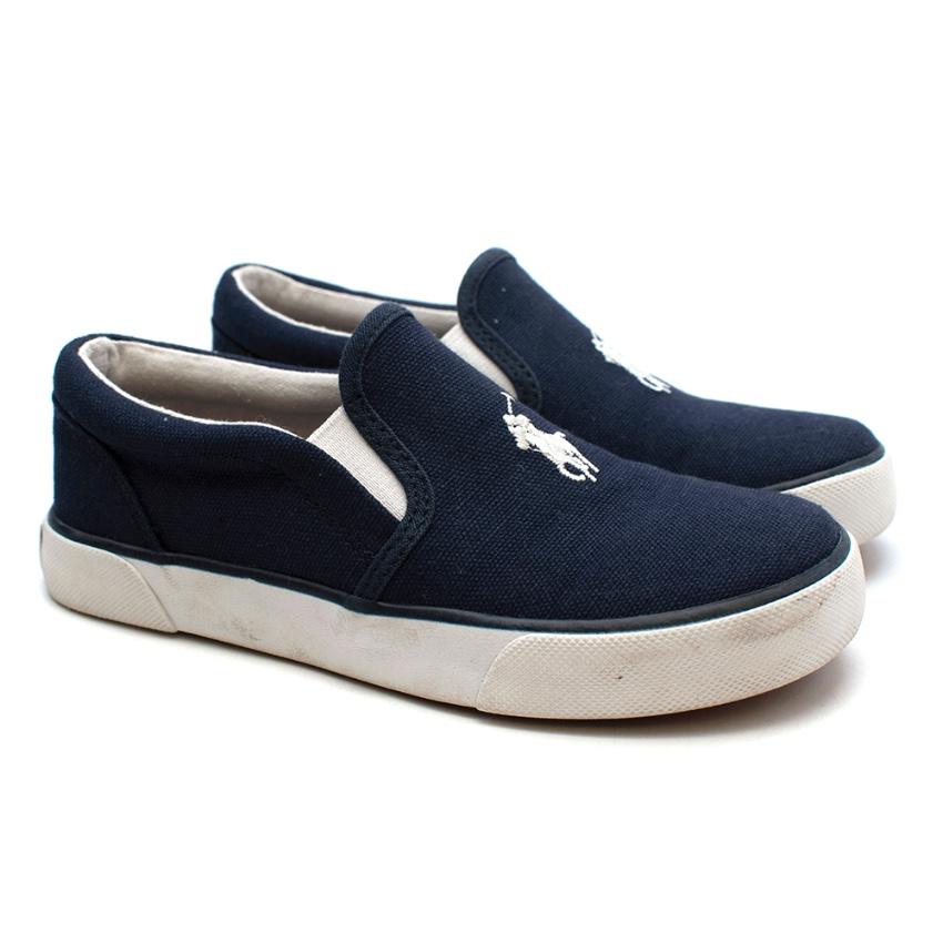 Polo Ralph Lauren Navy Canvas Pony Logo Trainers