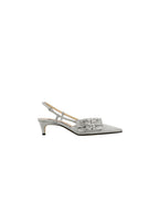Silver glitter & crystal slingback heeled pumps