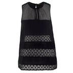 Maje Black Lace Panel Silk Top