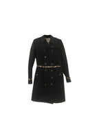 black cotton gabardine short trench coat