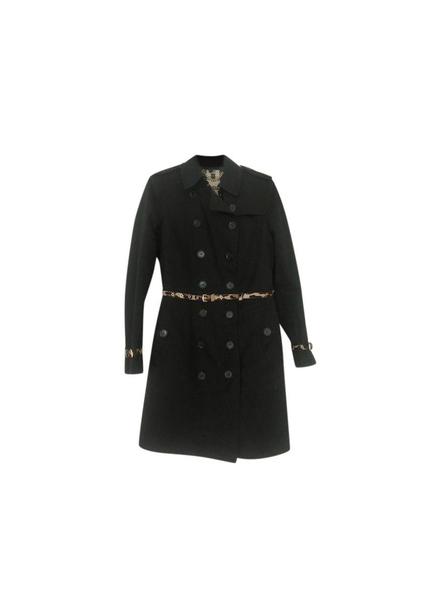 black cotton gabardine short trench coat