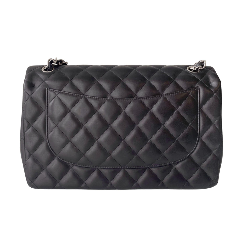 Black Lambskin Jumbo Double Flap Bag
