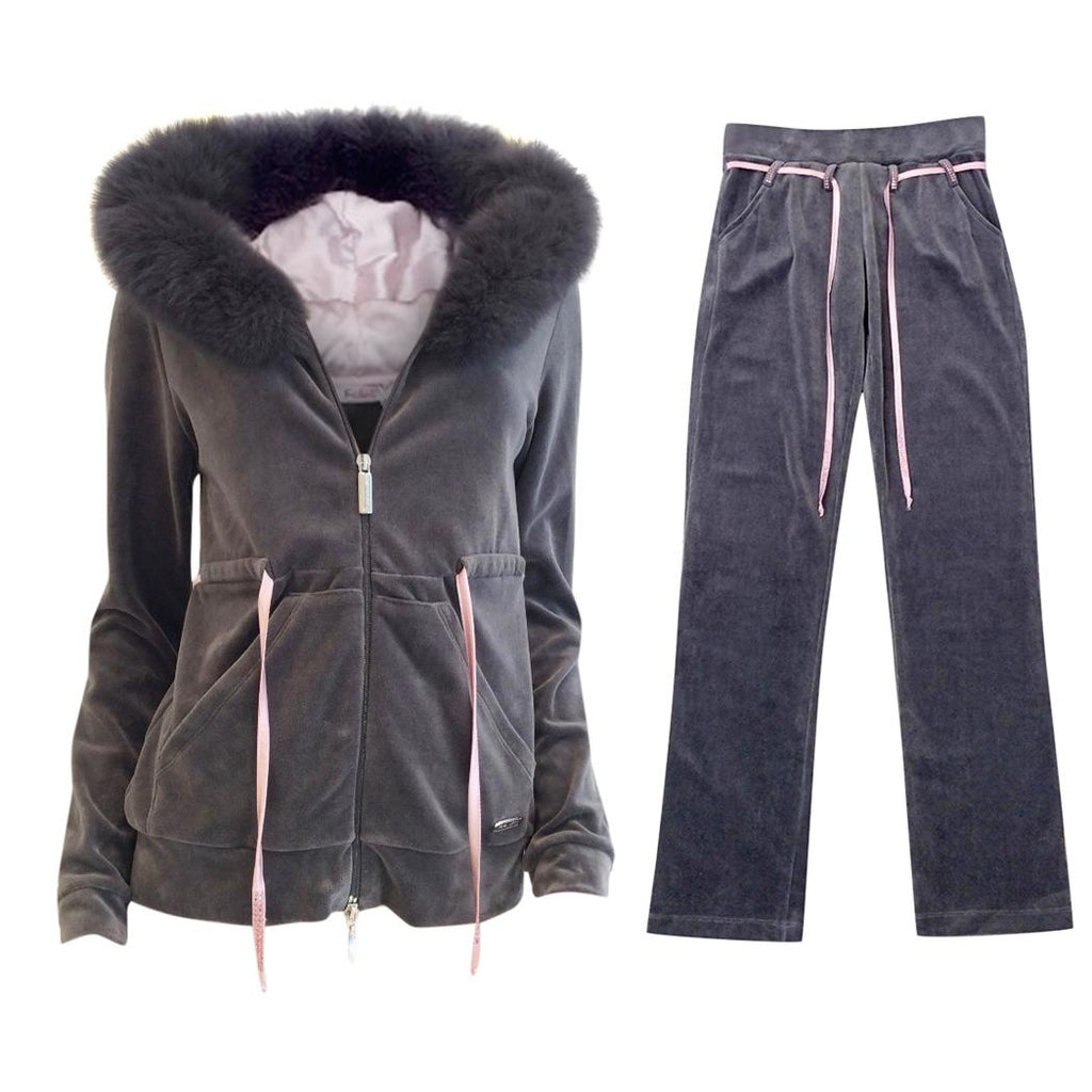 Blumarine Limited Edition Fox Fur & Velour Tracksuit