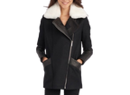 Nour Hammour Black Leather and Wool Biker Jacket