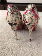Christian Louboutin Paint Splatter Python Peep-Toe Pumps