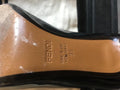 Fendi Striped-Bow Patent Leather Peep-Toe Pumps
