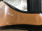 Fendi Striped-Bow Patent Leather Peep-Toe Pumps