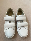 white leather velcro strap trainers