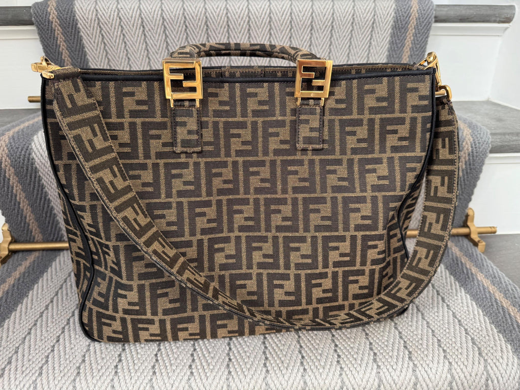 Fendi Exotic Flower Coated Canvas Shoulder Tote