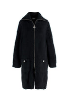 Chanel Black Longline Wool Cardigan with Embellished Button Detail