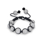 Bespoke 18kt White Gold Adjustable Pave Diamond Cord Bracelet
