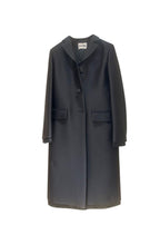 Miu Miu Black Single Breasted Longline Coat with Logo Detail