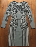 Black & White Printed Jacquard Dress